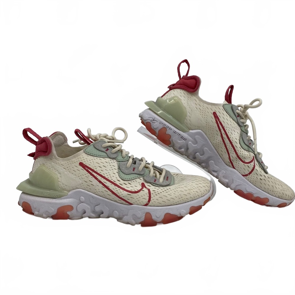 Nike Beige Red NSW React Vision Sneakers | Womens 7